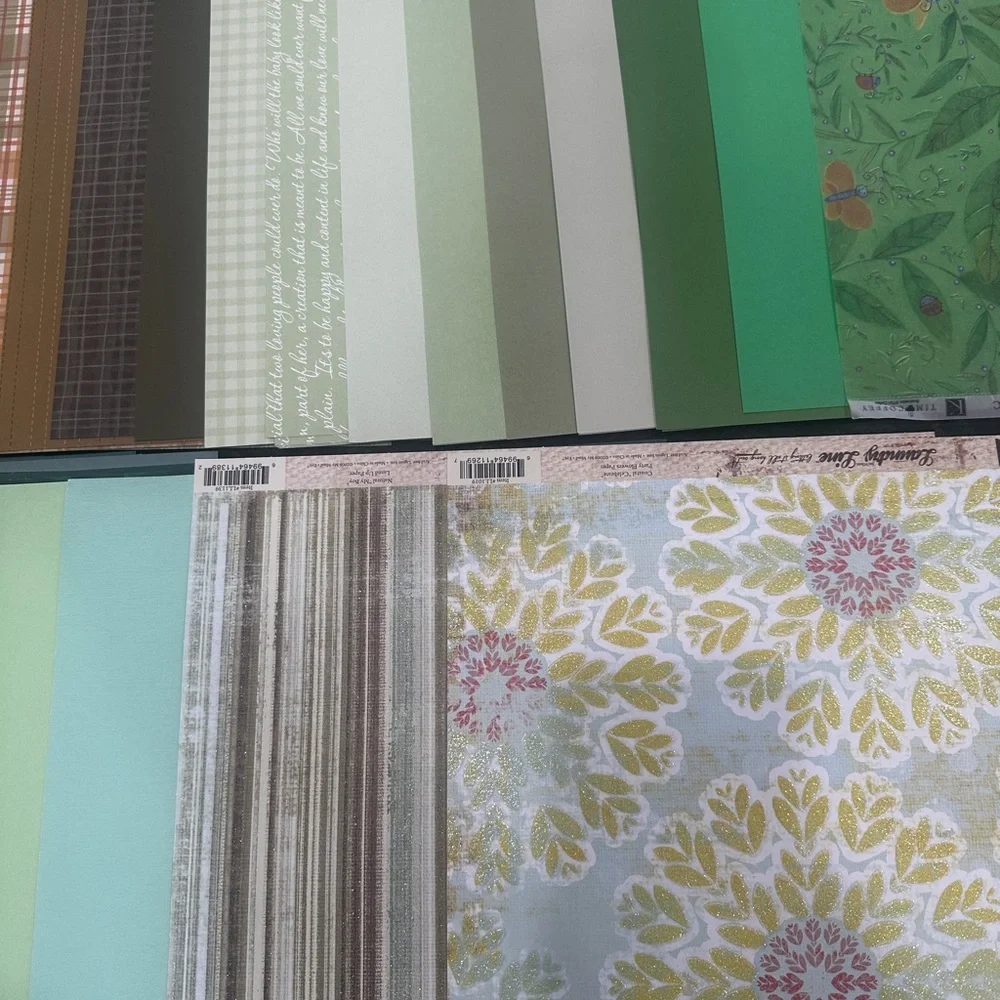 Assorted Green and Gray Patterned Paper Set - Picture 5 of 6